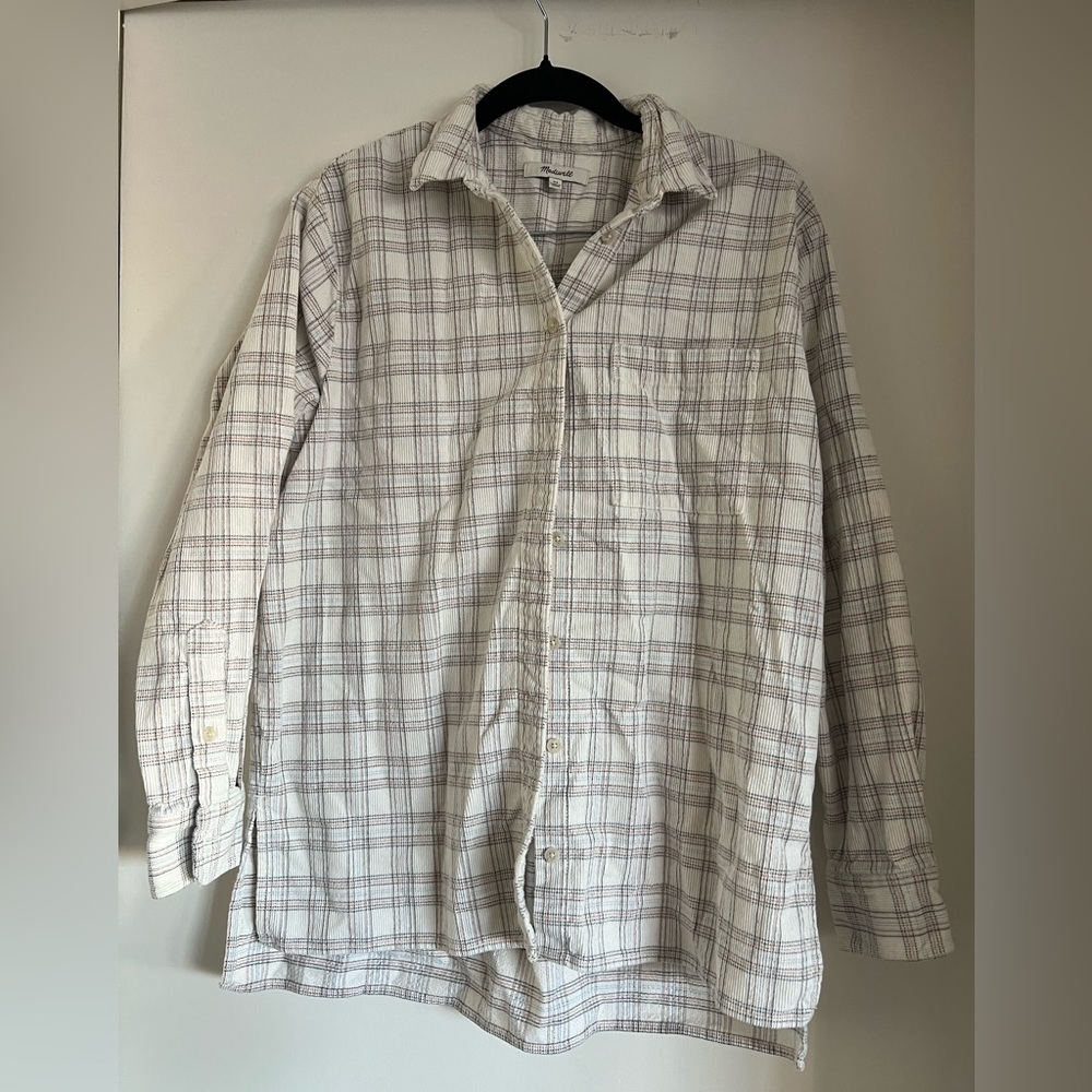 Madewell Corduroy Oversized Ex-Boyfriend Shirt in Lombard Plaid Size XS